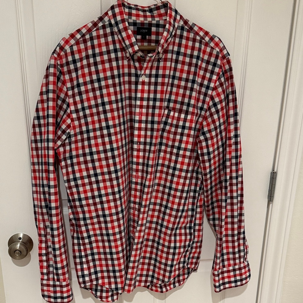 J. Crew Red and Black Checkered Shirt - Men’s